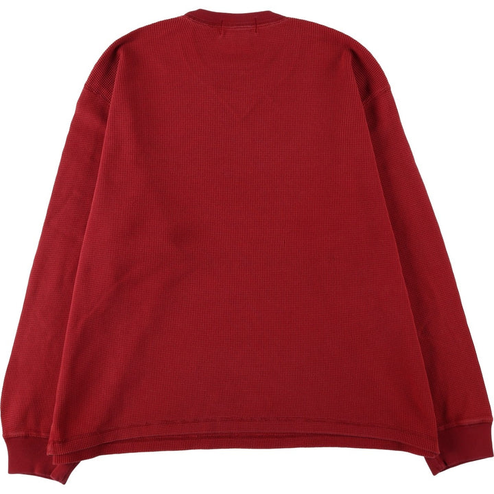 Eddie Bauer Thermal Ron T-shirt, Waffle, Men's L size cotton red type Vintage Second Hand