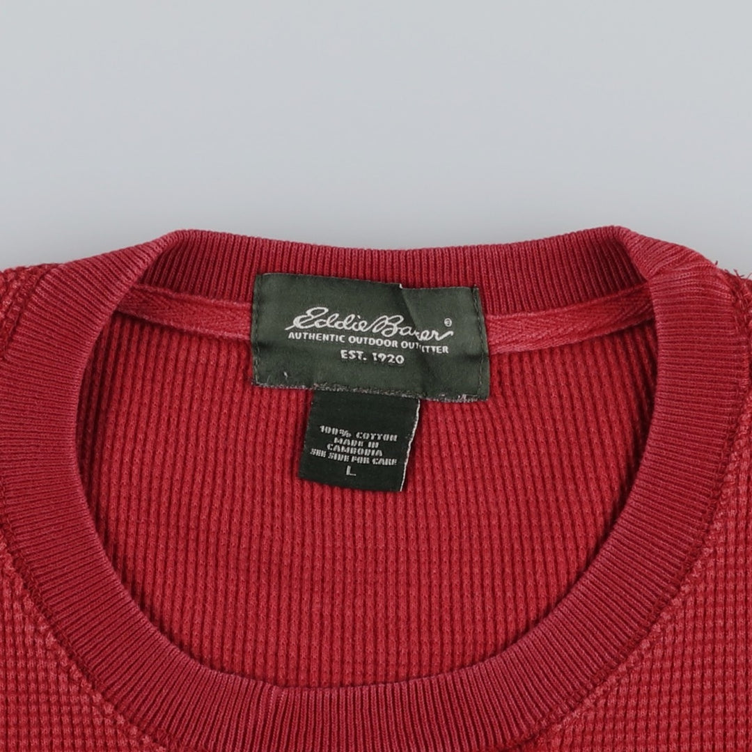 Eddie Bauer Thermal Ron T-shirt, Waffle, Men's L size cotton red type Vintage Second Hand