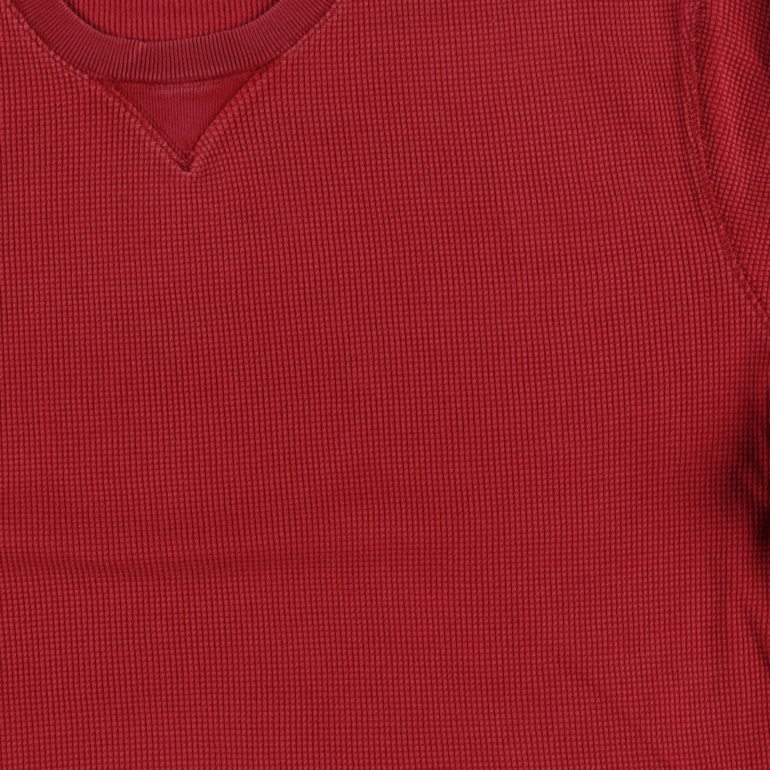Eddie Bauer Thermal Ron T-shirt, Waffle, Men's L size cotton red type Vintage Second Hand