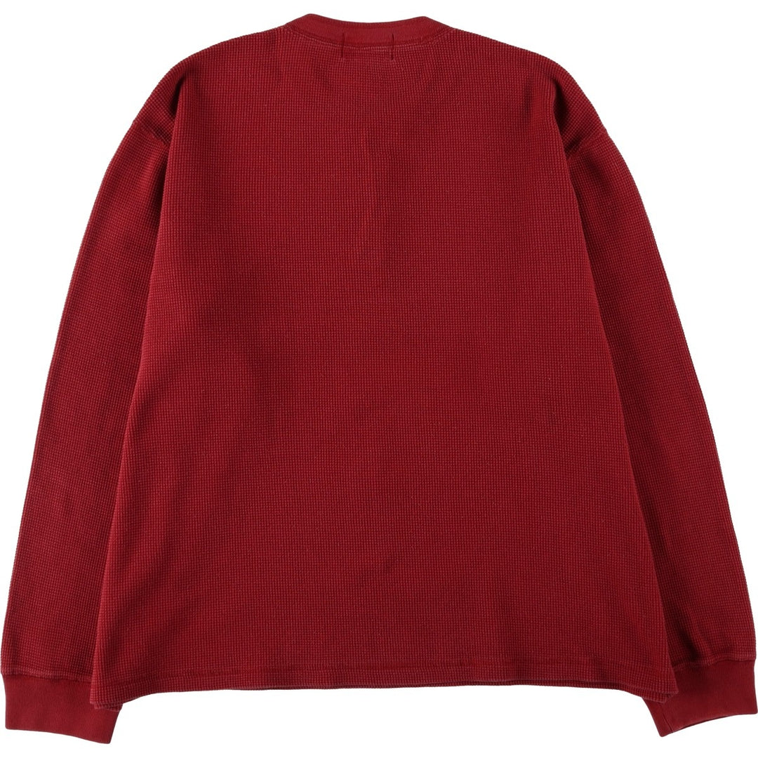 Eddie Bauer Men's Thermal Long Sleeve T-Shirt, Waffle Henley, Size L cotton red type Vintage Second Hand