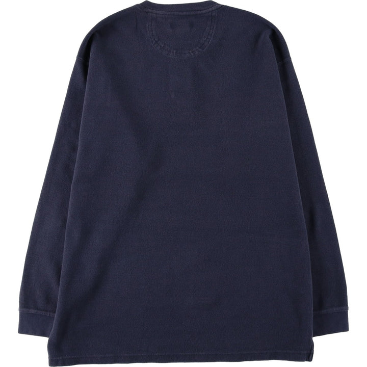 Van Heusen Henley Neck Thermal Long-Sleeve T-Shirt, Men's Size S (approx.) cotton navy blue type Vintage Second Hand