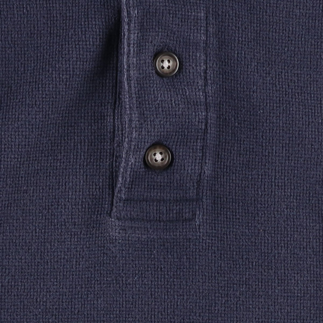Van Heusen Henley Neck Thermal Long-Sleeve T-Shirt, Men's Size S (approx.) cotton navy blue type Vintage Second Hand