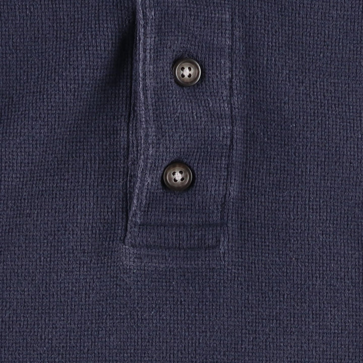 Van Heusen Henley Neck Thermal Long-Sleeve T-Shirt, Men's Size S (approx.) cotton navy blue type Vintage Second Hand