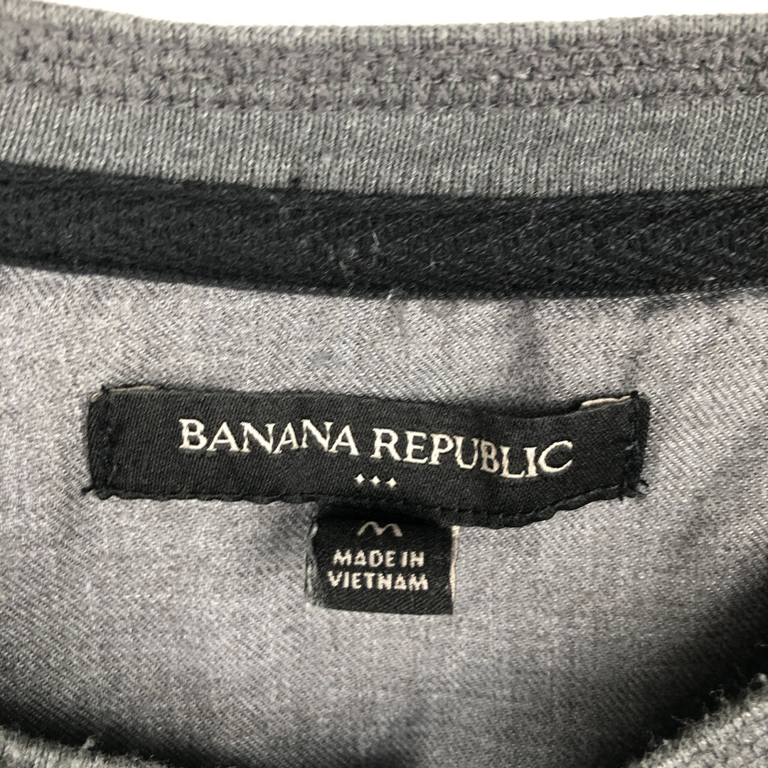 Banana Republic Henley Neck Thermal Long-Sleeve T-Shirt, Men's Size M (approx.) cotton Charcoal Vintage Second Hand