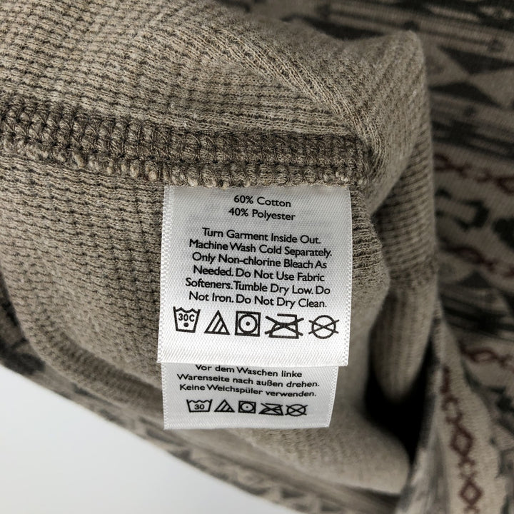Eddie Bauer Native Pattern Thermal Long-Sleeve T-Shirt, Men's Size M cotton Beige type Vintage Second Hand