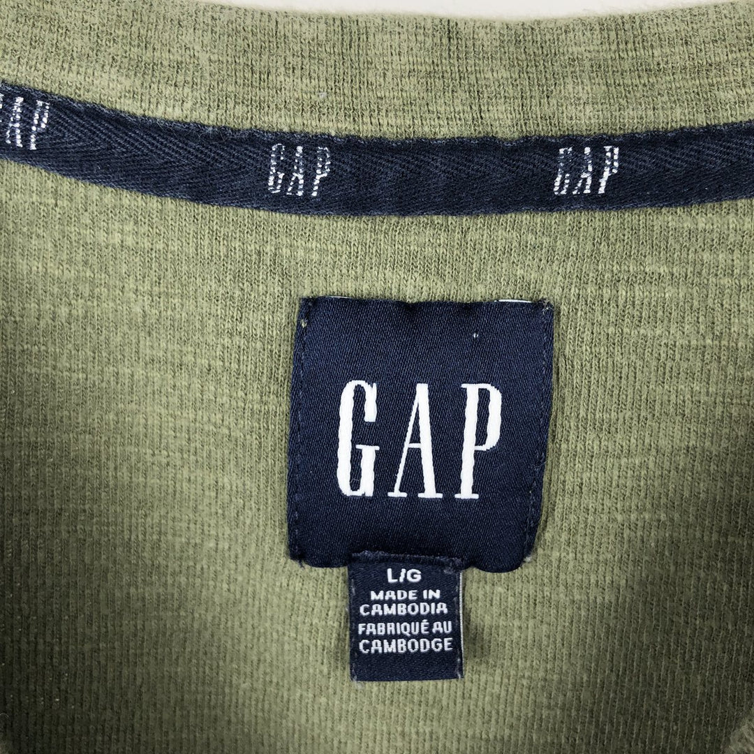 90'S GAP Old Gap Thermal Long-Sleeve T-Shirt Honeycomb Pattern Men's Size L (Equivalent) Vintage cotton Khaki type Vintage Second Hand