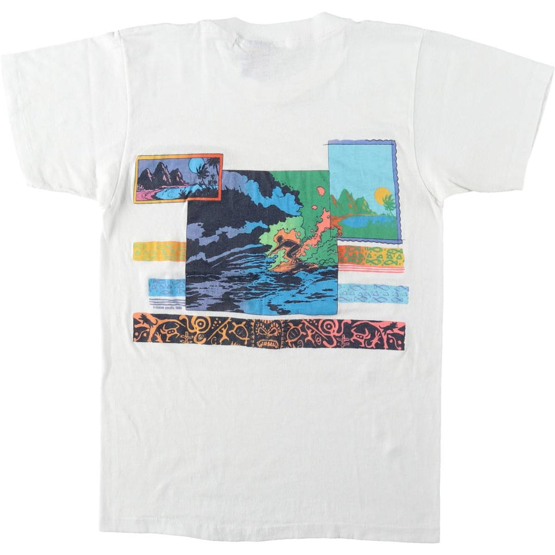 80'S Ocean Pacific Blue Tag Surf Skate T-Shirt, Made in USA, Women's XL Equivalent, Vintage cotton white type Vintage Second Hand