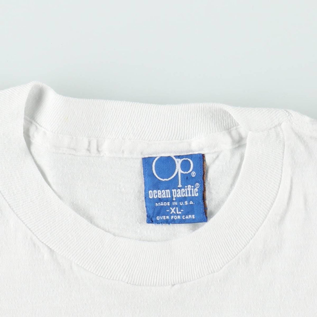80'S Ocean Pacific Blue Tag Surf Skate T-Shirt, Made in USA, Women's XL Equivalent, Vintage cotton white type Vintage Second Hand