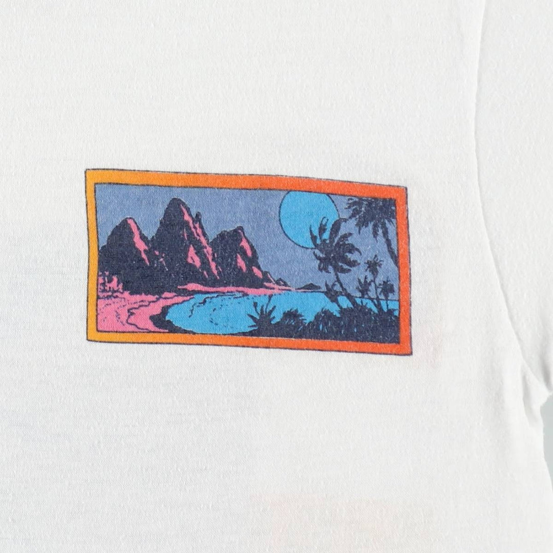 80'S Ocean Pacific Blue Tag Surf Skate T-Shirt, Made in USA, Women's XL Equivalent, Vintage cotton white type Vintage Second Hand