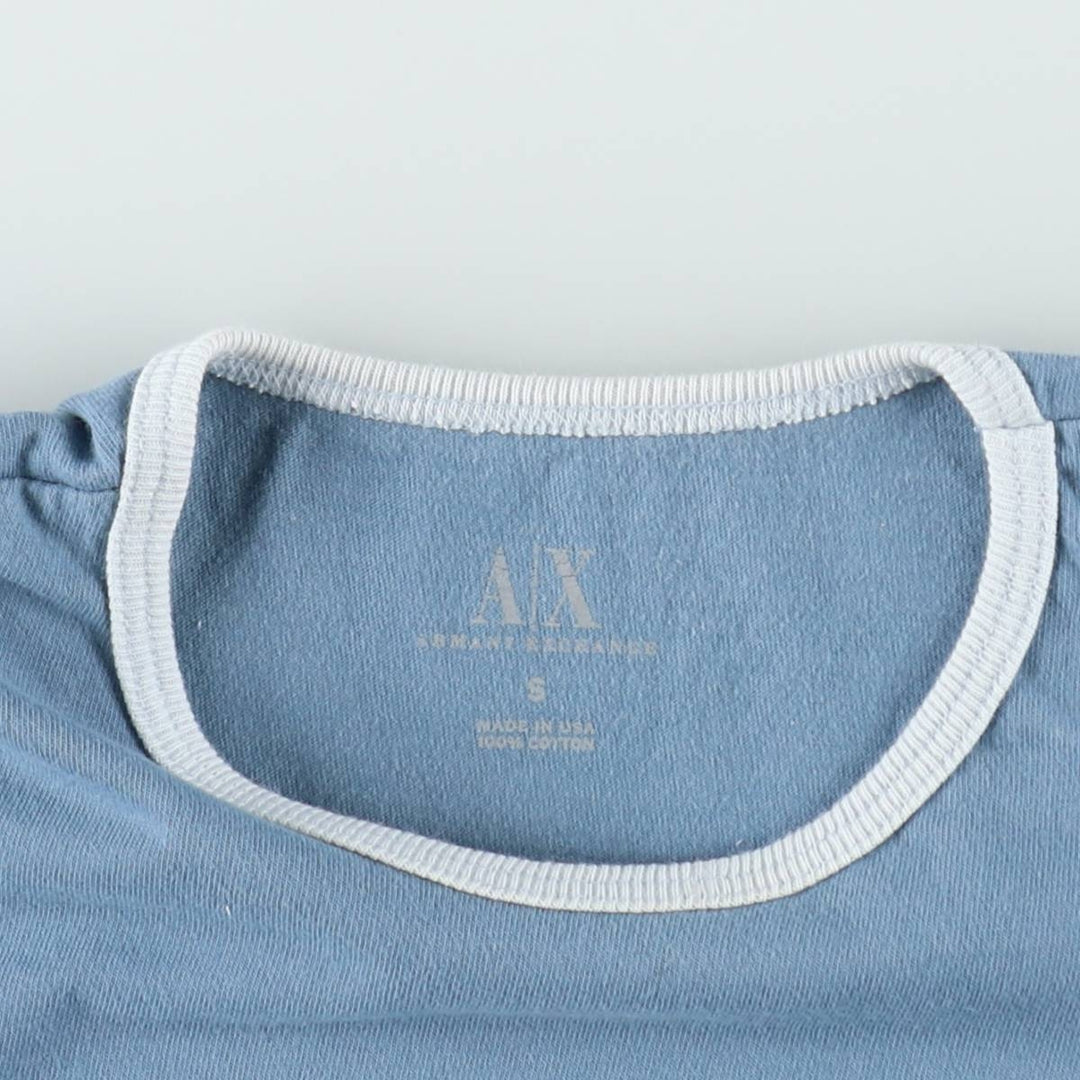 Giorgio Armani ARMANI EXCHANGE Short-Sleeve Logo T-Shirt, Made in USA, Women's Size S (approx.) cotton Blue type light blue Vintage Second Hand