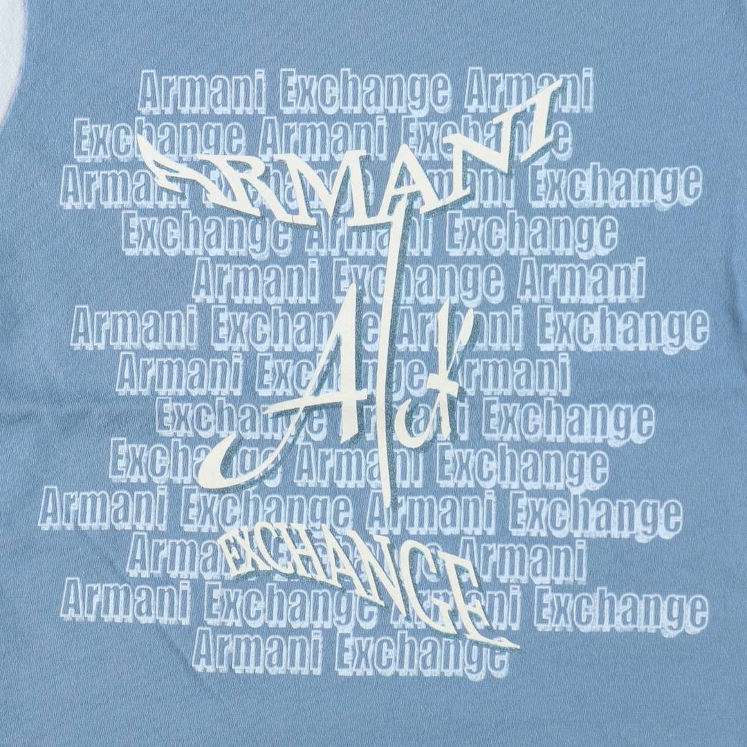 Giorgio Armani ARMANI EXCHANGE Short-Sleeve Logo T-Shirt, Made in USA, Women's Size S (approx.) cotton Blue type light blue Vintage Second Hand