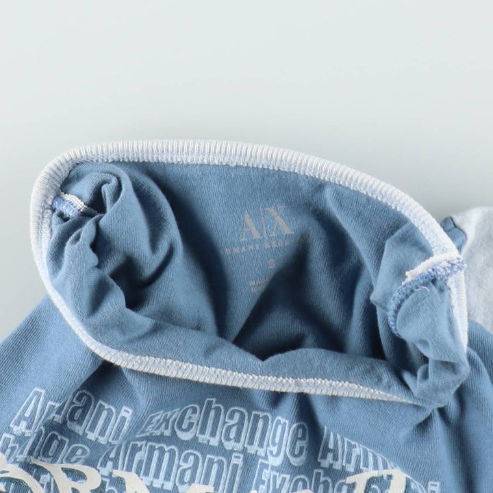 Giorgio Armani ARMANI EXCHANGE Short-Sleeve Logo T-Shirt, Made in USA, Women's Size S (approx.) cotton Blue type light blue Vintage Second Hand