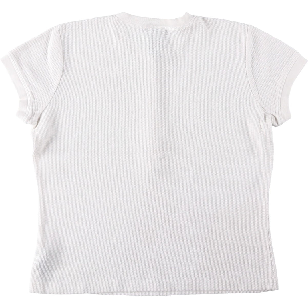 Ralph Lauren LAUREN JEANS CO. Henley neck thermal short-sleeve t-shirt with a single logo, women's size M (approx.) cotton white type Vintage Second Hand