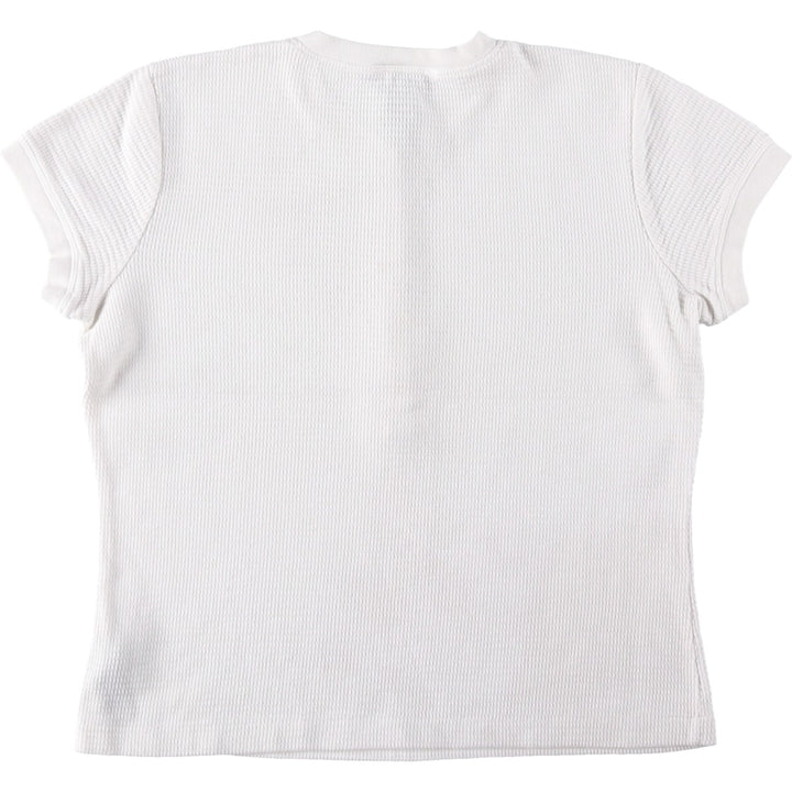 Ralph Lauren LAUREN JEANS CO. Henley neck thermal short-sleeve t-shirt with a single logo, women's size M (approx.) cotton white type Vintage Second Hand