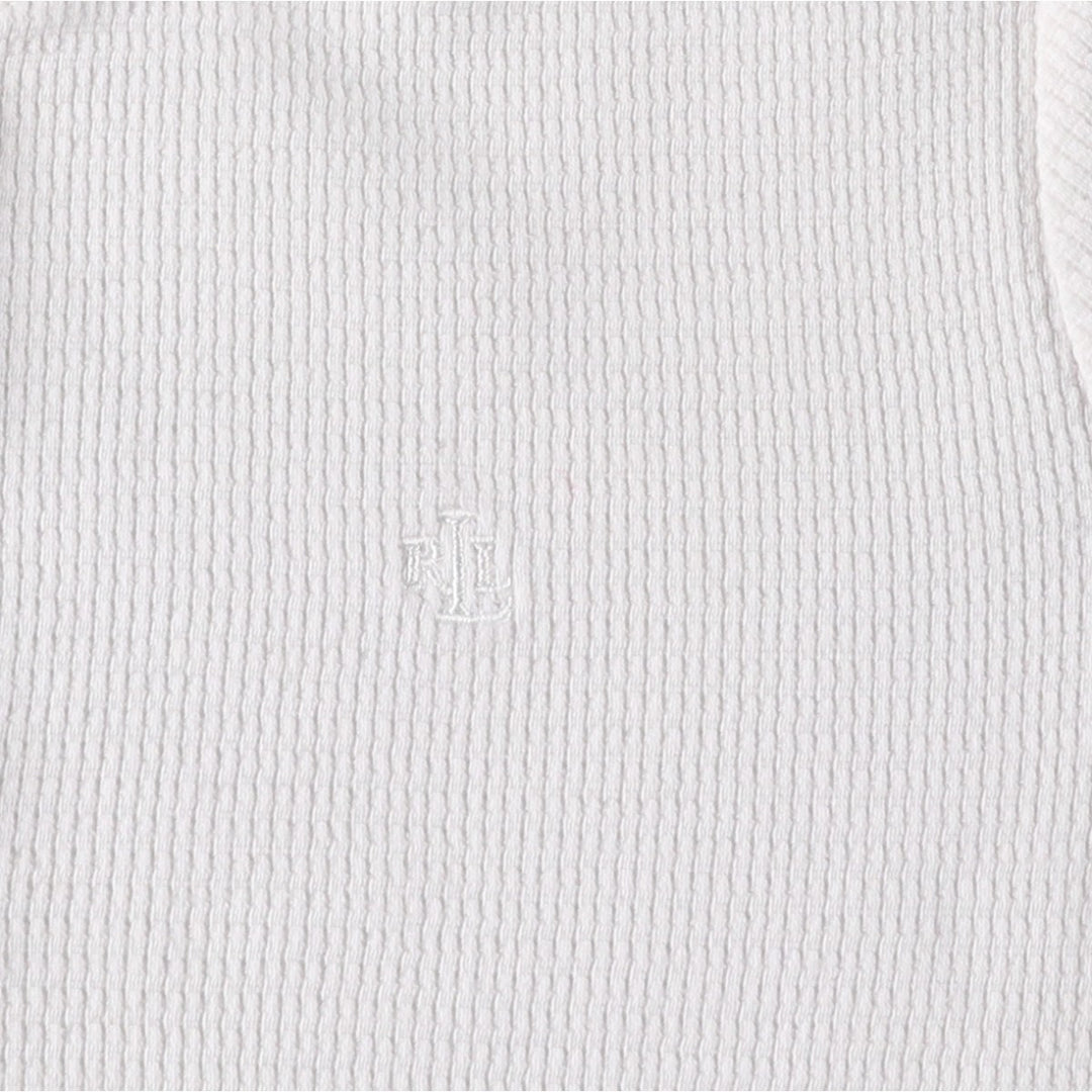 Ralph Lauren LAUREN JEANS CO. Henley neck thermal short-sleeve t-shirt with a single logo, women's size M (approx.) cotton white type Vintage Second Hand