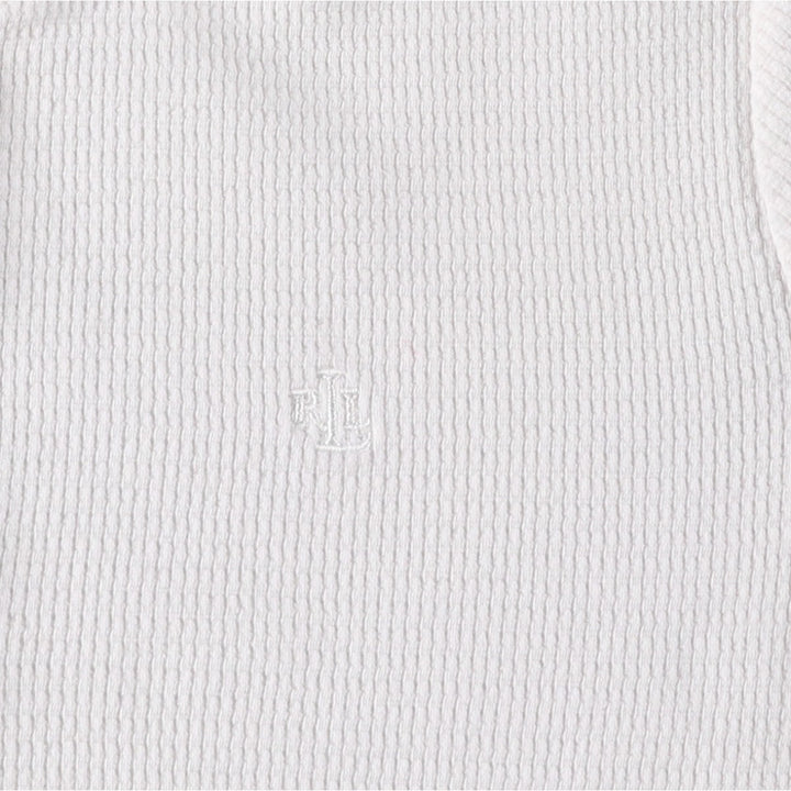 Ralph Lauren LAUREN JEANS CO. Henley neck thermal short-sleeve t-shirt with a single logo, women's size M (approx.) cotton white type Vintage Second Hand