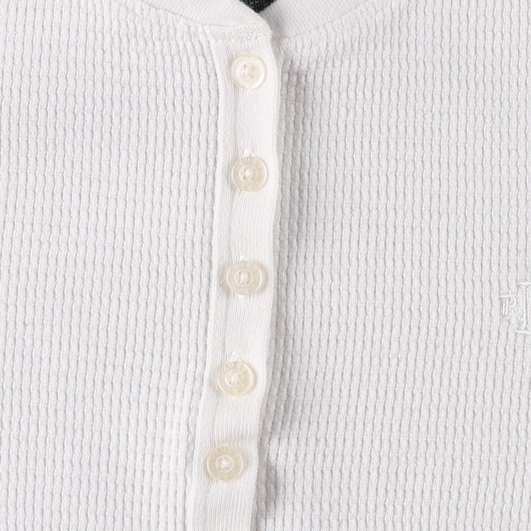 Ralph Lauren LAUREN JEANS CO. Henley neck thermal short-sleeve t-shirt with a single logo, women's size M (approx.) cotton white type Vintage Second Hand