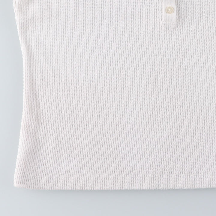 Ralph Lauren LAUREN JEANS CO. Henley neck thermal short-sleeve t-shirt with a single logo, women's size M (approx.) cotton white type Vintage Second Hand
