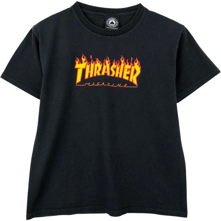 Thrasher Fire Pattern Surf Skate T-Shirt, Women's Size M (approx.) cotton black type Vintage Second Hand