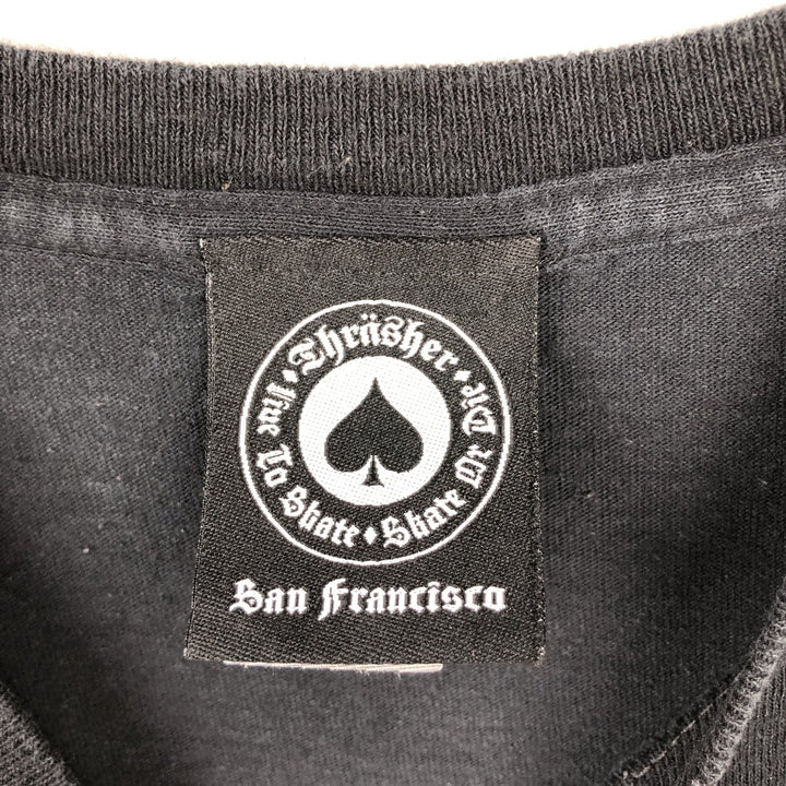 Thrasher Fire Pattern Surf Skate T-Shirt, Women's Size M (approx.) cotton black type Vintage Second Hand