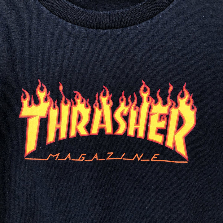 Thrasher Fire Pattern Surf Skate T-Shirt, Women's Size M (approx.) cotton black type Vintage Second Hand