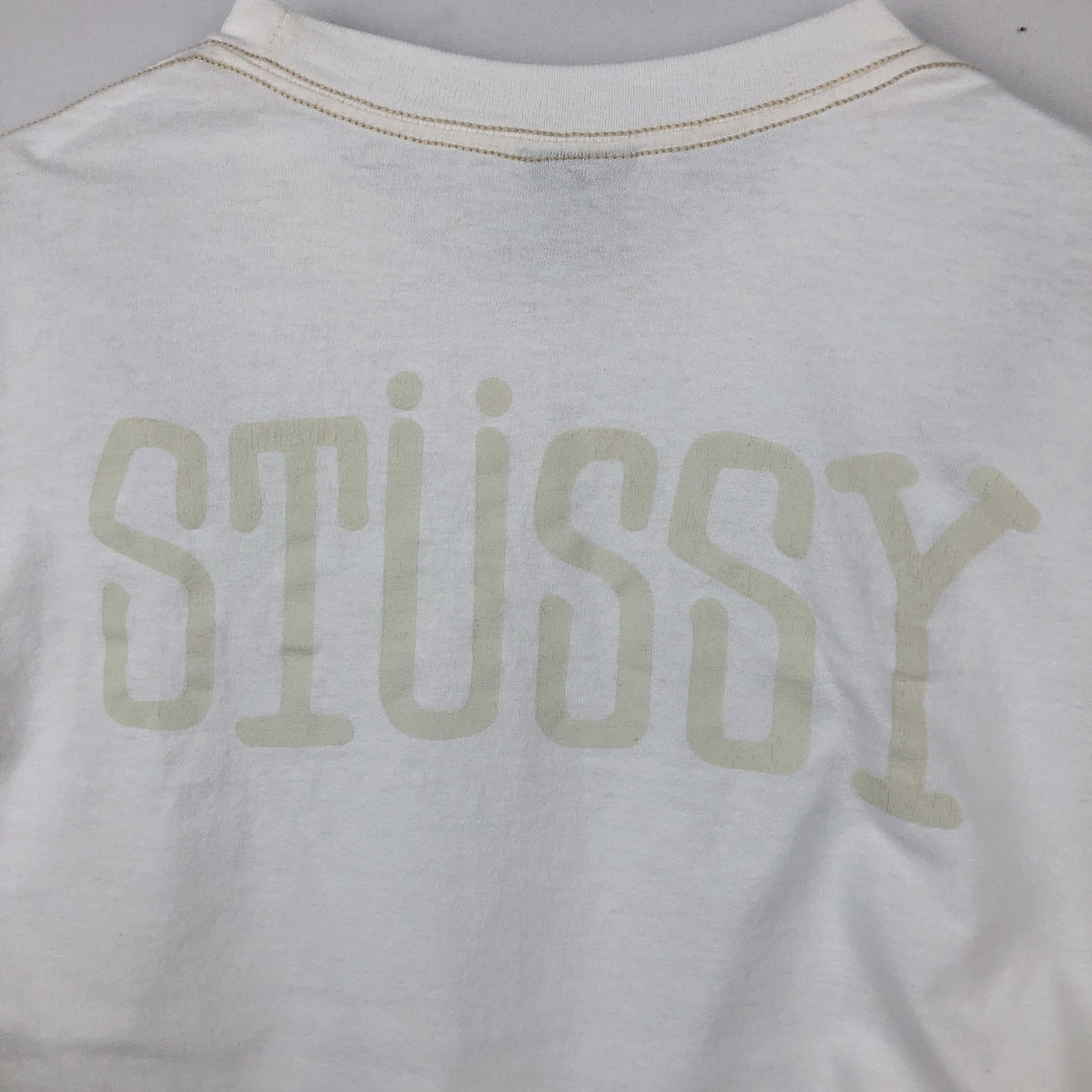 2000'S Stussy surf/skate t-shirt, women's size L (approx.) cotton white type Vintage Second Hand
