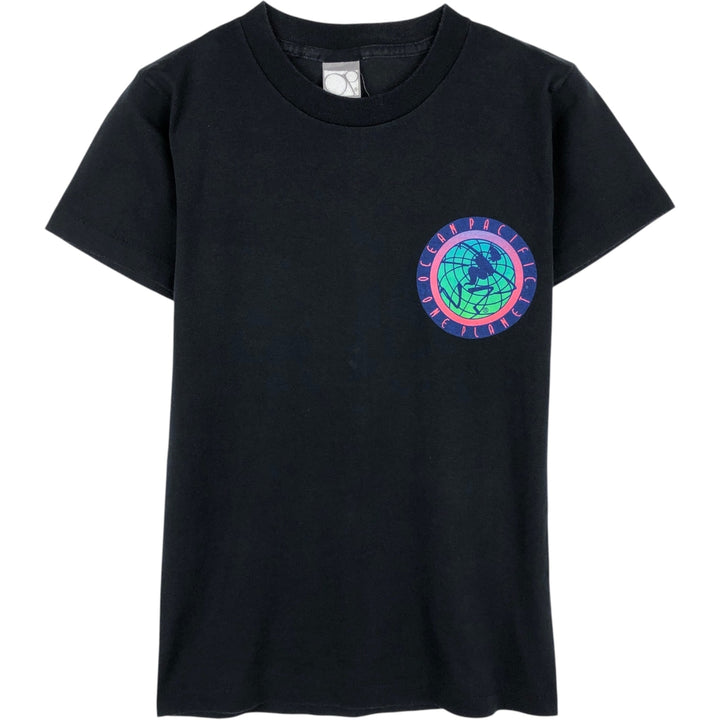 90'S Ocean Pacific Silver Tag Surf Skate T-Shirt, Women's Size M (approx.), Vintage cotton black type Vintage Second Hand
