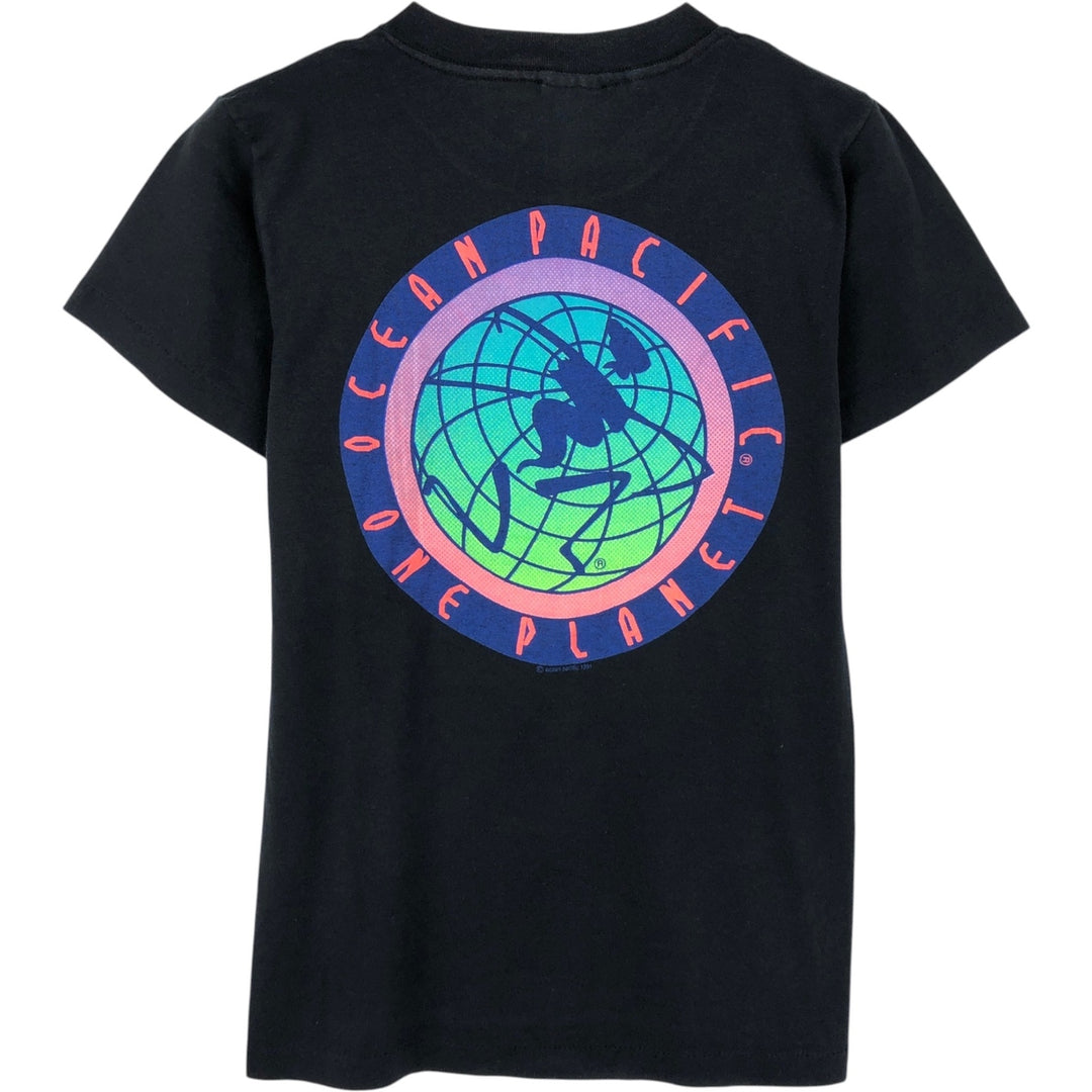 90'S Ocean Pacific Silver Tag Surf Skate T-Shirt, Women's Size M (approx.), Vintage cotton black type Vintage Second Hand