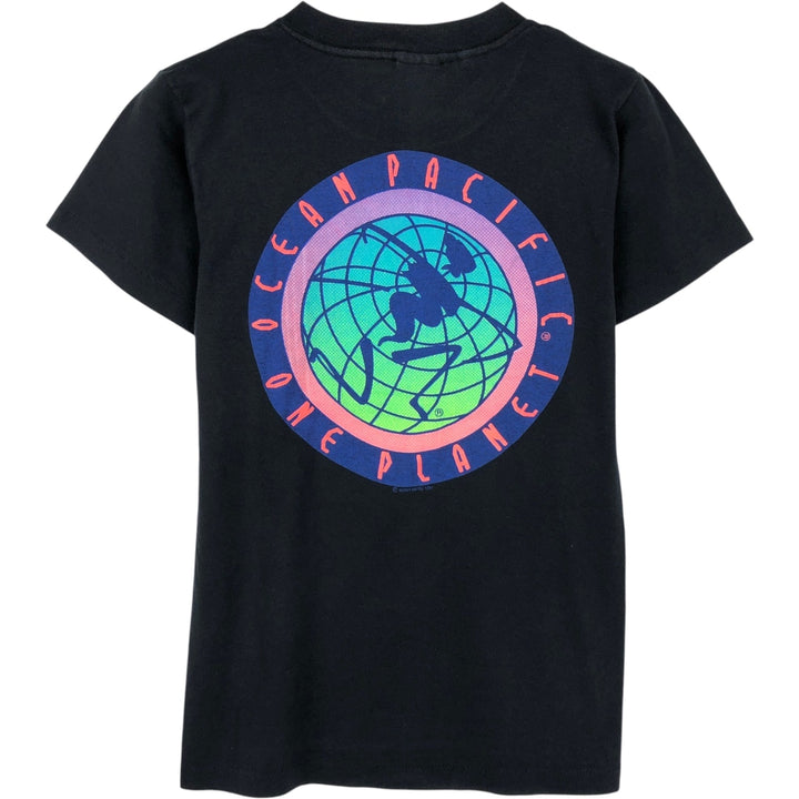 90'S Ocean Pacific Silver Tag Surf Skate T-Shirt, Women's Size M (approx.), Vintage cotton black type Vintage Second Hand