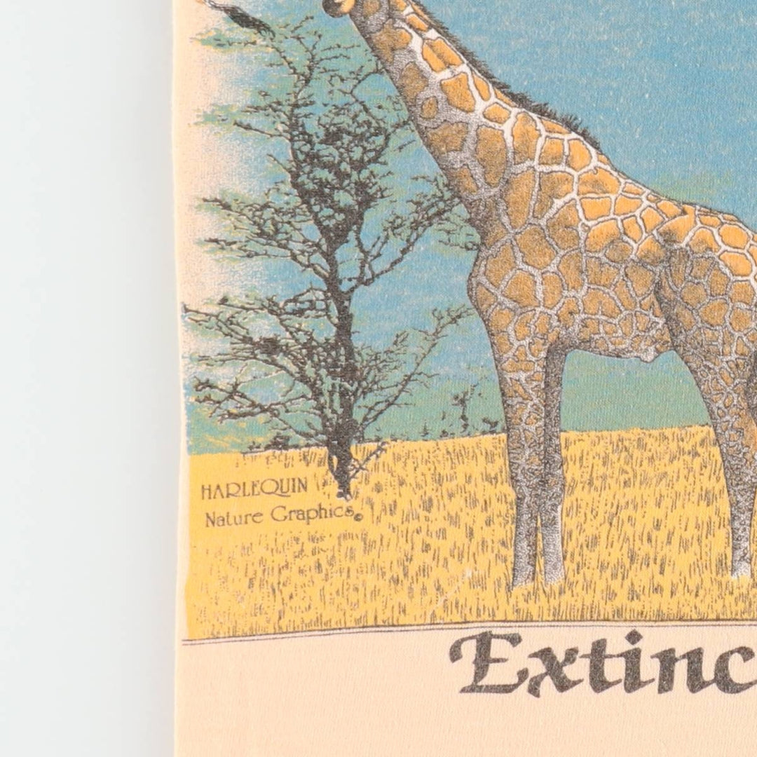 ~90'S Lexington Giraffe Pattern Animal T-Shirt, Made in USA, Women's Size M (approx.), Vintage polyester coral Vintage Second Hand