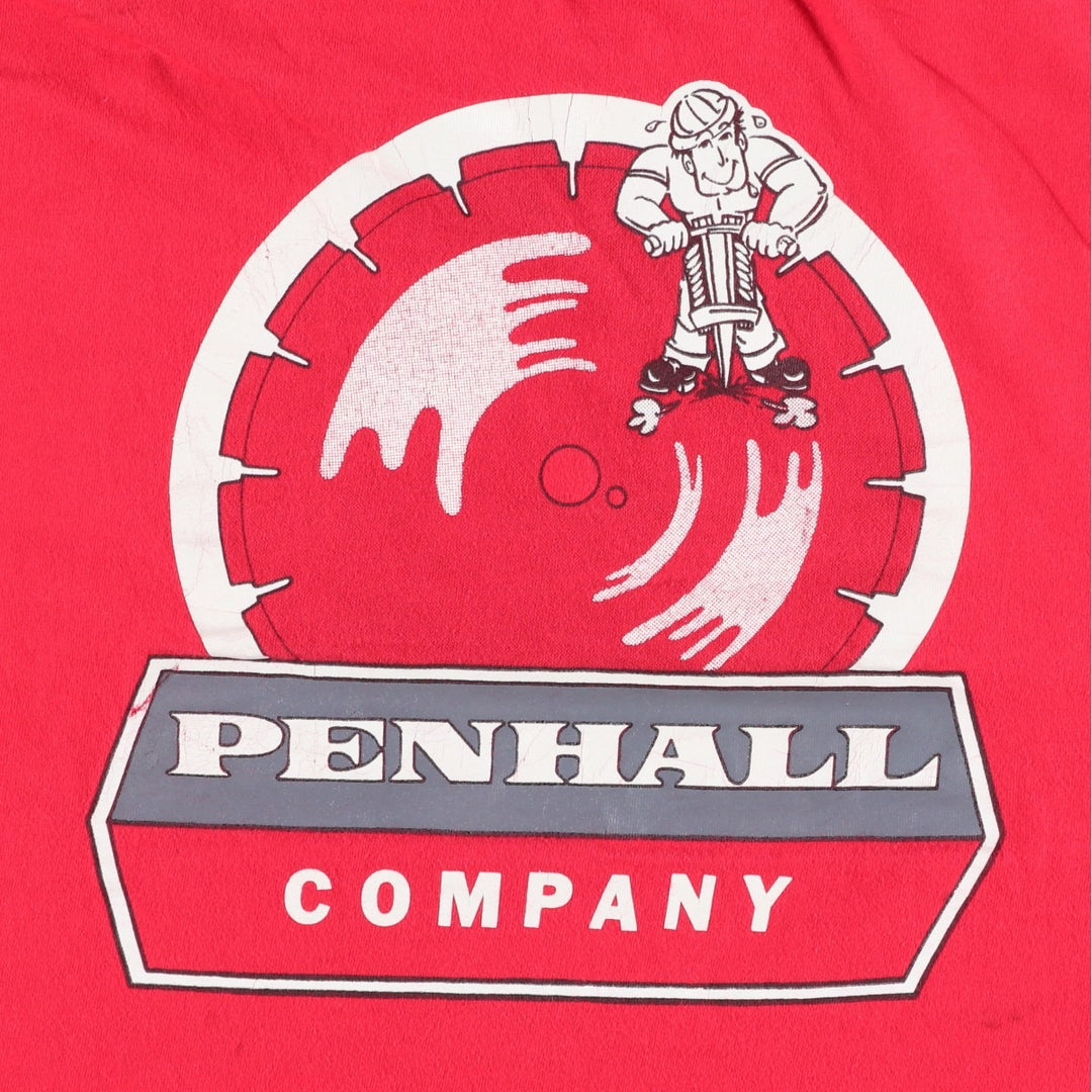 90'S Hanes PENHALL COMPANY Advertising T-Shirt, Made in USA, Women's XL equivalent, Vintage cotton red type Vintage Second Hand