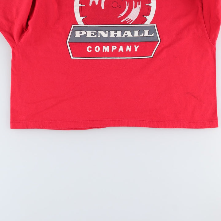 90'S Hanes PENHALL COMPANY Advertising T-Shirt, Made in USA, Women's XL equivalent, Vintage cotton red type Vintage Second Hand