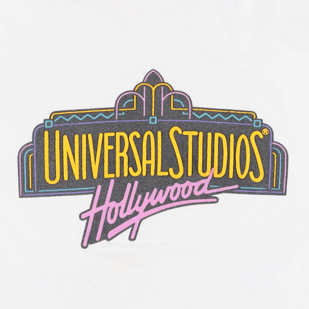 80'S Hanes Universal Studios Advertising T-Shirt, Made in USA, Men's Size L (approx.), Vintage cotton white type Vintage Second Hand