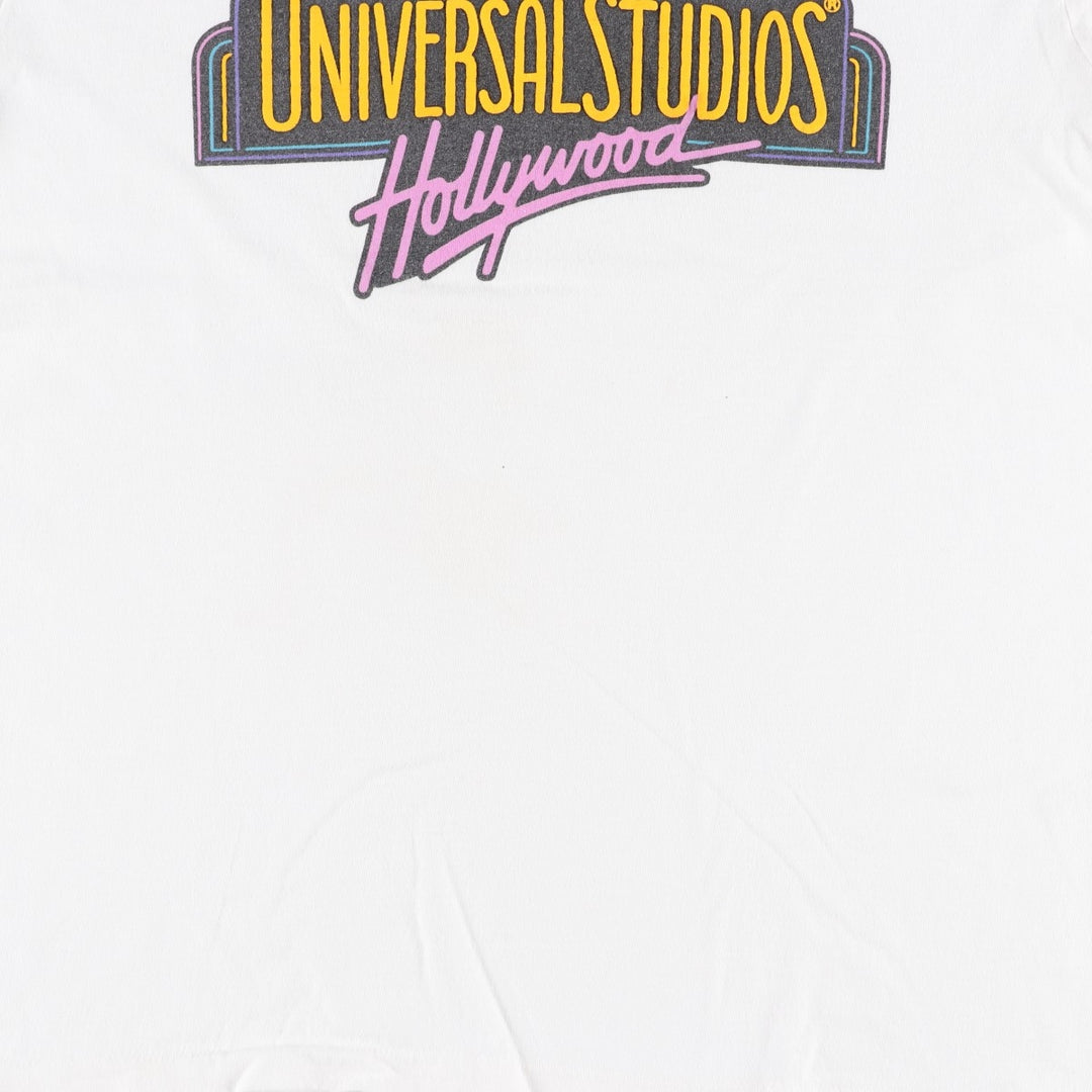 80'S Hanes Universal Studios Advertising T-Shirt, Made in USA, Men's Size L (approx.), Vintage cotton white type Vintage Second Hand