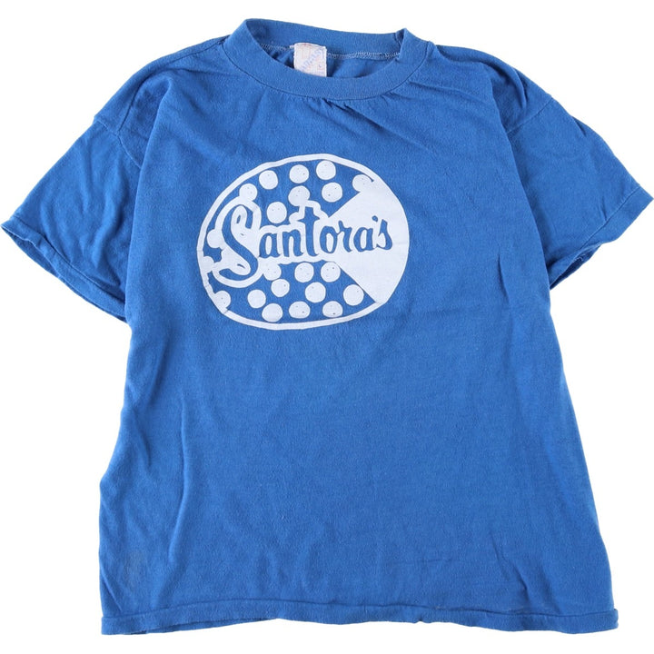 1980'S Santora's Pizzeria advertising T-shirt, women's size L equivalent, vintage. cotton blue type Vintage Second Hand