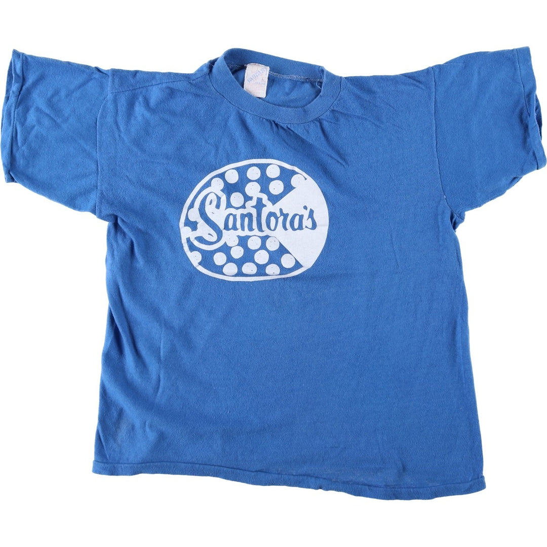 1980'S Santora's Pizzeria advertising T-shirt, women's size L equivalent, vintage. cotton blue type Vintage Second Hand