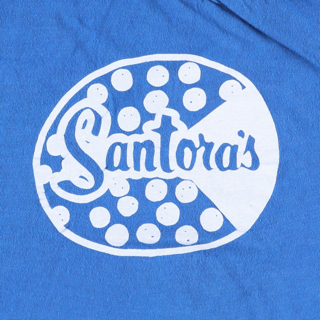 1980'S Santora's Pizzeria advertising T-shirt, women's size L equivalent, vintage. cotton blue type Vintage Second Hand