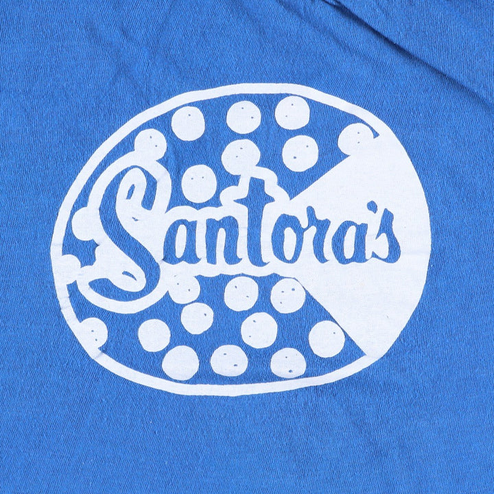 1980'S Santora's Pizzeria advertising T-shirt, women's size L equivalent, vintage. cotton blue type Vintage Second Hand
