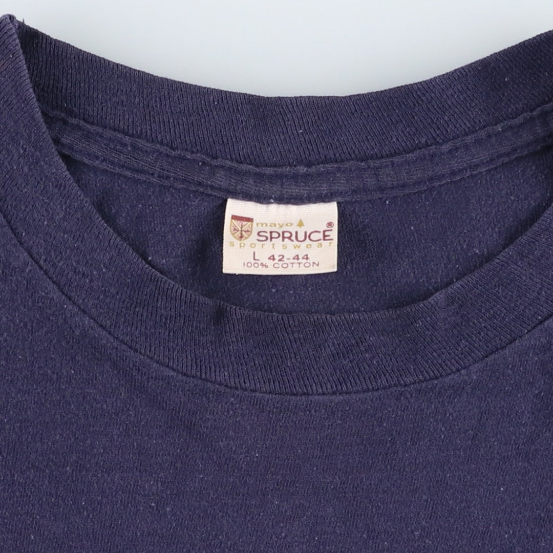 70'S Mayo Spruce Scubapro Back Print Advertising T-Shirt, Men's Size L (Equivalent), Vintage cotton navy blue type Vintage Second Hand