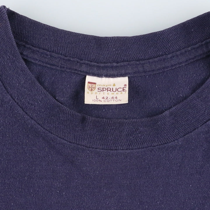 70'S Mayo Spruce Scubapro Back Print Advertising T-Shirt, Men's Size L (Equivalent), Vintage cotton navy blue type Vintage Second Hand