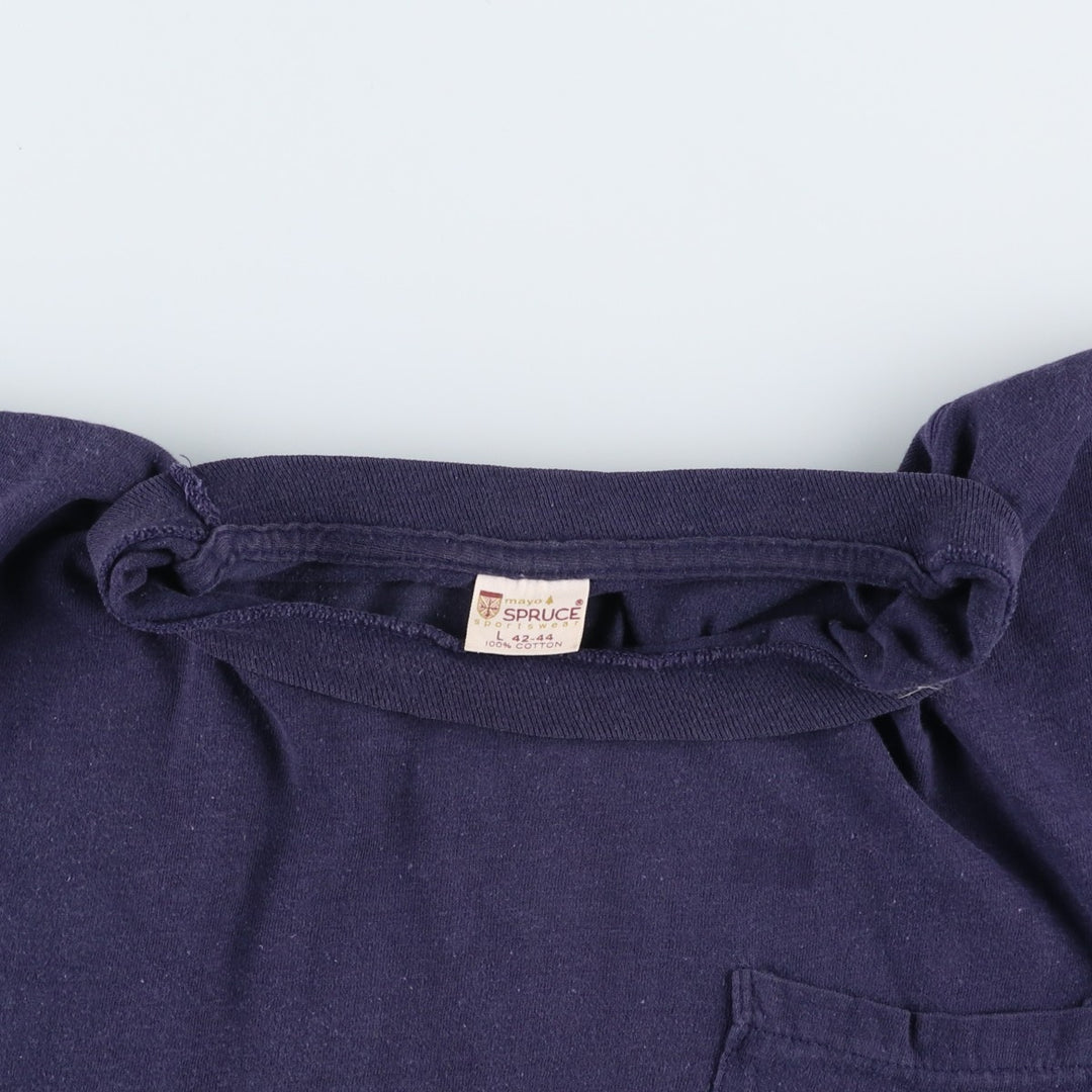 70'S Mayo Spruce Scubapro Back Print Advertising T-Shirt, Men's Size L (Equivalent), Vintage cotton navy blue type Vintage Second Hand