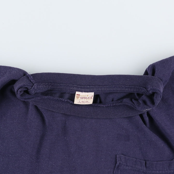 70'S Mayo Spruce Scubapro Back Print Advertising T-Shirt, Men's Size L (Equivalent), Vintage cotton navy blue type Vintage Second Hand