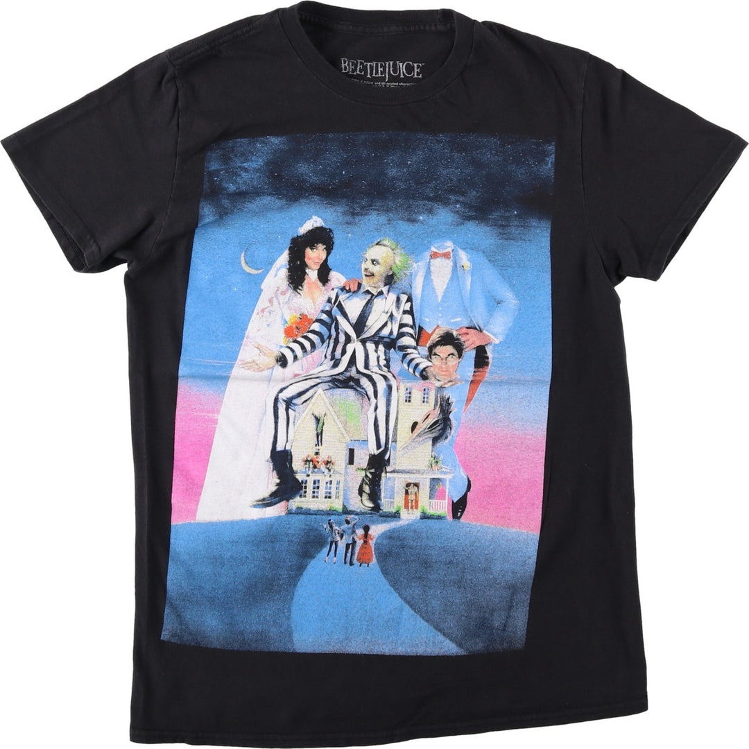 BEETLEJUICE movie T-shirt (women's size S) cotton black type Vintage Second Hand