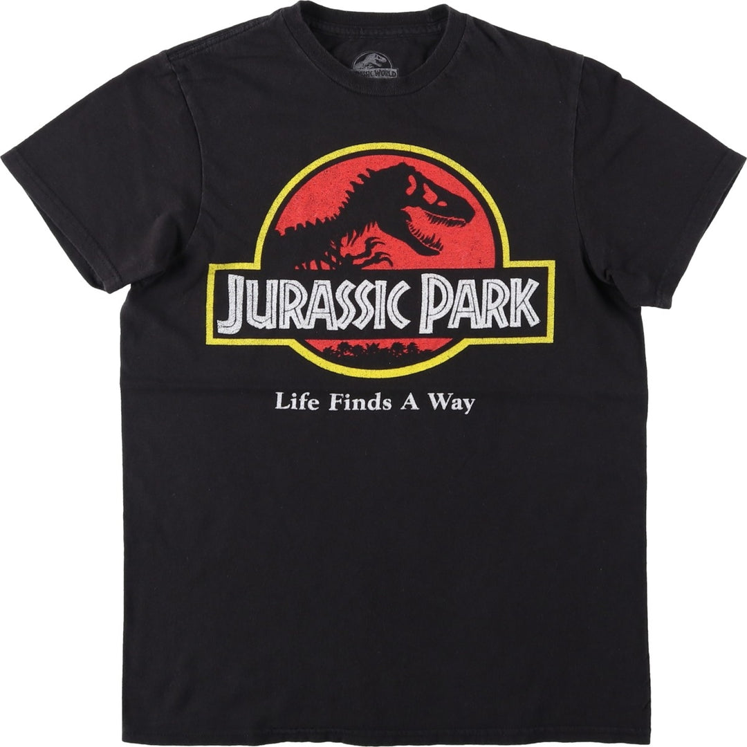 JURASSIC PARK Movie T-shirt (Women's Size S) cotton black type Vintage Second Hand