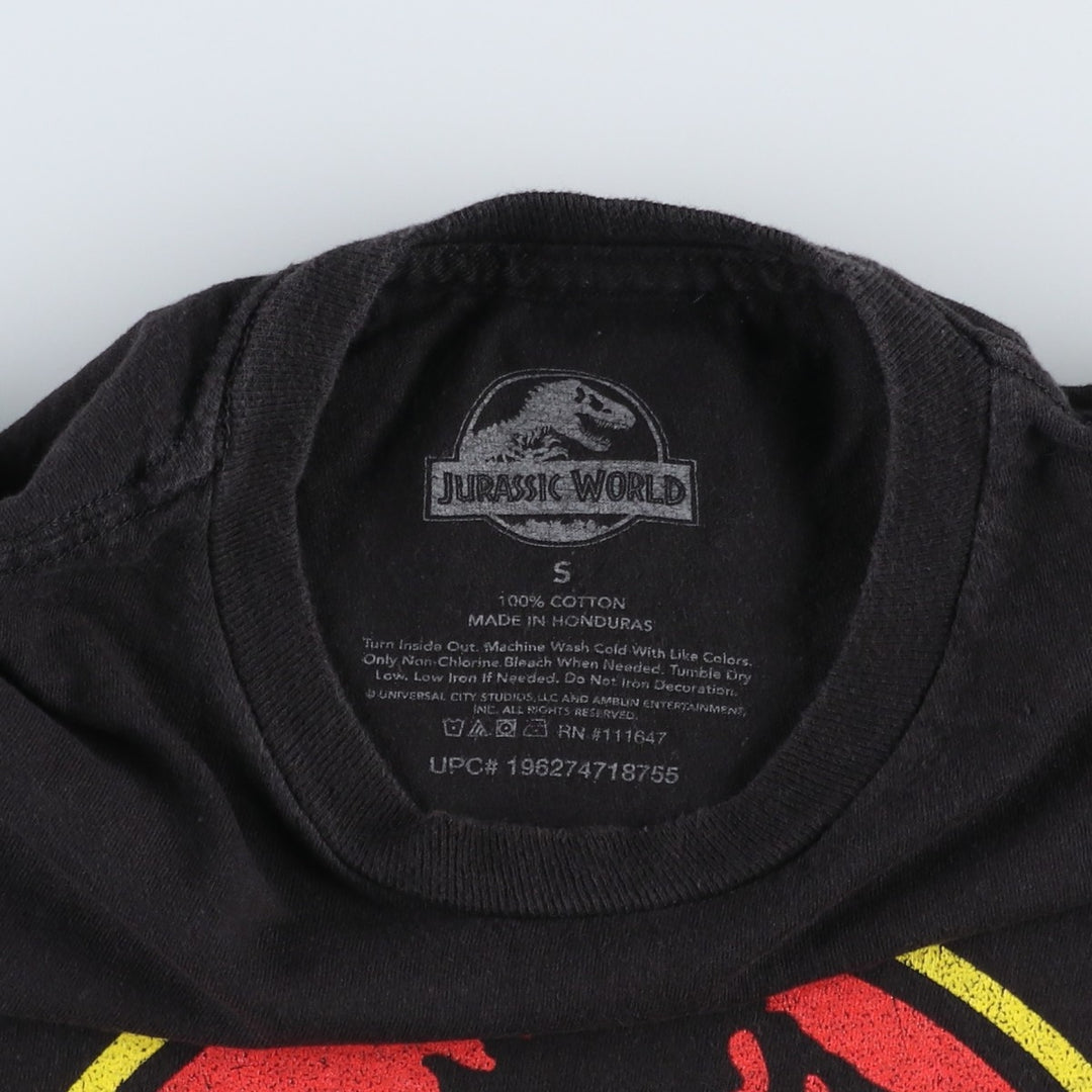JURASSIC PARK Movie T-shirt (Women's Size S) cotton black type Vintage Second Hand