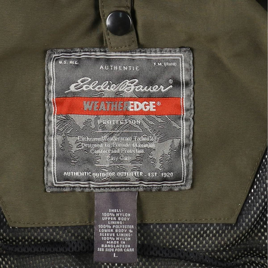 Eddie Bauer WEATHEREDGE Mountain Parka Shell Jacket (Men's Size L) Nylon Khaki type Vintage Second Hand