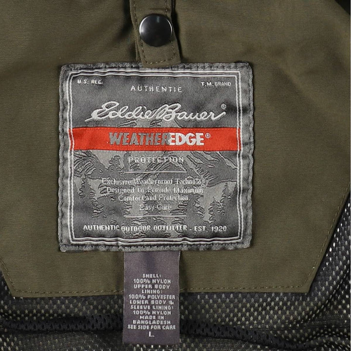 Eddie Bauer WEATHEREDGE Mountain Parka Shell Jacket (Men's Size L) Nylon Khaki type Vintage Second Hand
