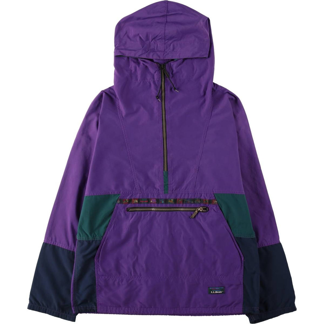 70s-80'S L.L.Bean Anorak Parka with Mountain Logo (Katahdin Logo), Made in USA, Men's Size M (approx.), Vintage Nylon purple type Vintage Second Hand