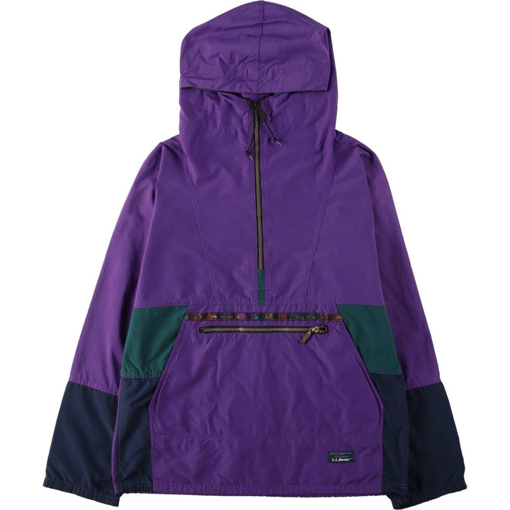 70s-80'S L.L.Bean Anorak Parka with Mountain Logo (Katahdin Logo), Made in USA, Men's Size M (approx.), Vintage Nylon purple type Vintage Second Hand
