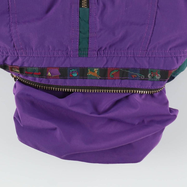 70s-80'S L.L.Bean Anorak Parka with Mountain Logo (Katahdin Logo), Made in USA, Men's Size M (approx.), Vintage Nylon purple type Vintage Second Hand
